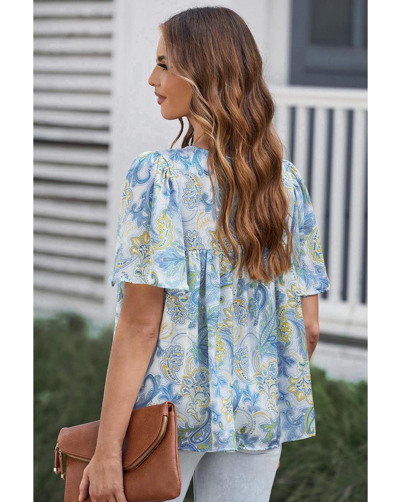 Azura Exchange Bluză cu mâneci largi și imprimeu Paisley