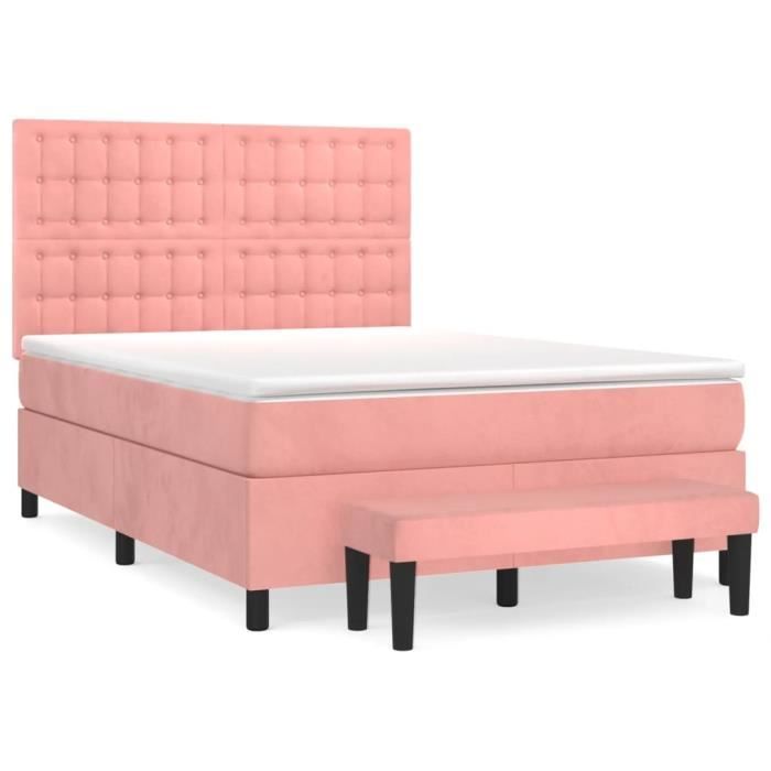 3138090 vidaXL Divan Bed with Mattress Pink 140x200 Cm Velvet