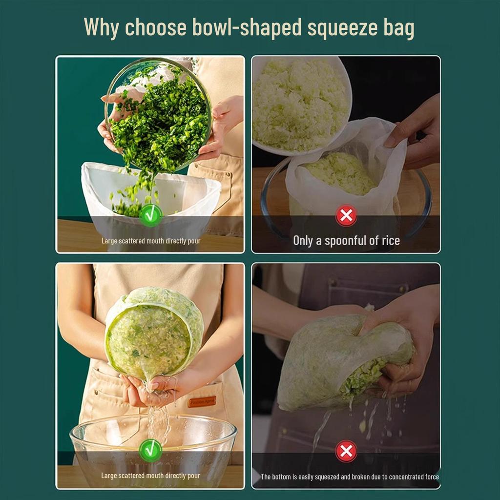 Vegetable Drain & Filter Bag - Dumpling Filling Squeezer & Soy Milk Strainer for Household Use