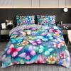 3Pcs Colorful Butterfly Floral Bedding Duvet Cover Set Butterfly Garden Bedding Quilt Set Butterfly Themed Spring Butterfly