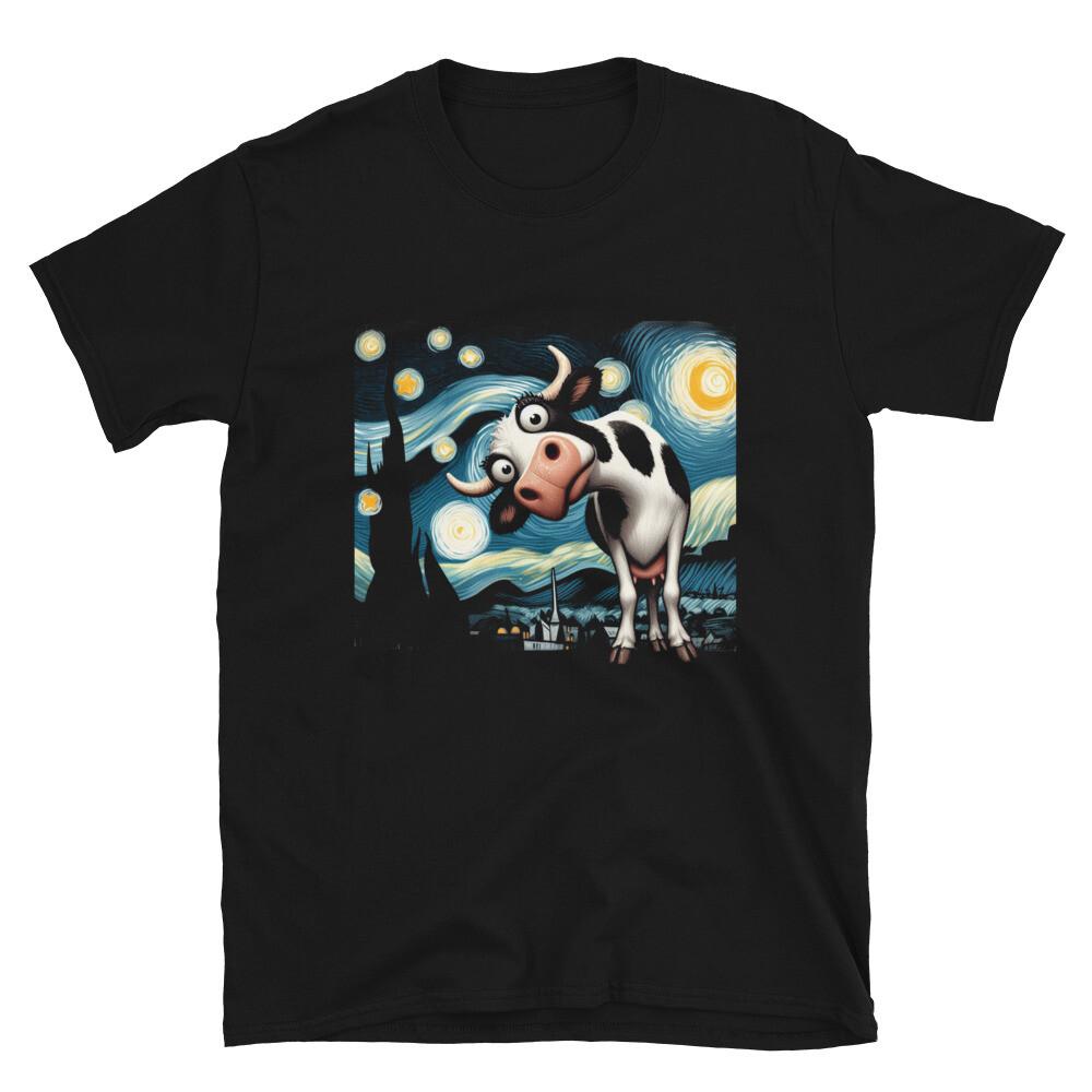 Funny Cow at Starry Night Short-Sleeve Unisex T-Shirt Unisex T-Shirt XL