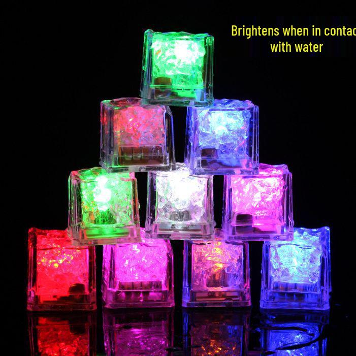 LED Flashing Glow Ice Cubes - Colorful Sensor Lights for KTV, Bars, and Weddings
