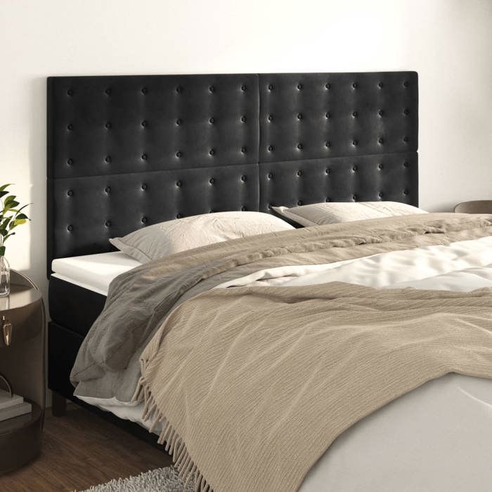 VidaXL Tête de Lit Meubles de Chambre à Coucher Accessoires de Lit Simple Têtes de Cadre de Lit Intérieur Noir 200x5x118/128 3116834
