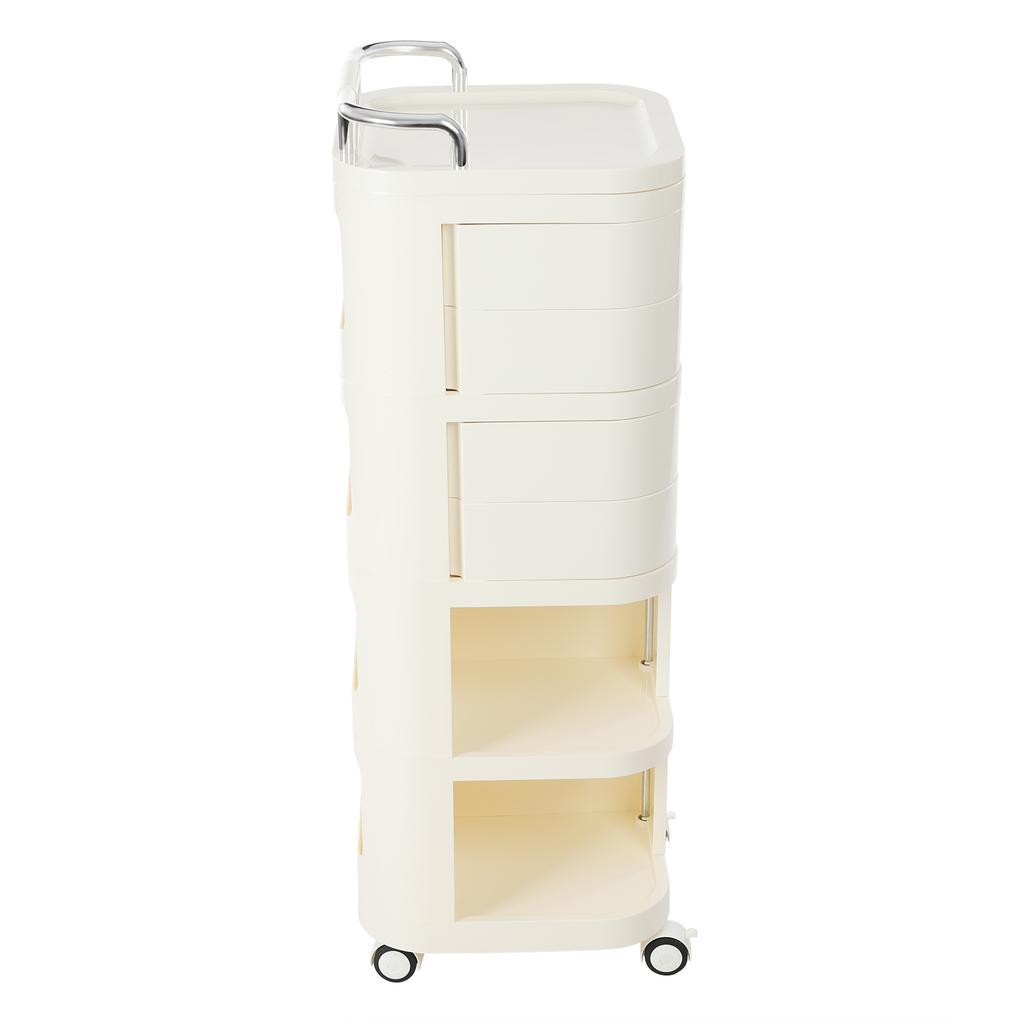 Storage Cart, 4 Tier Storage Cart, Storage Rack with Wheels Rounded Corners Stainless Steel ABS for Homes, Barber Shops, Office