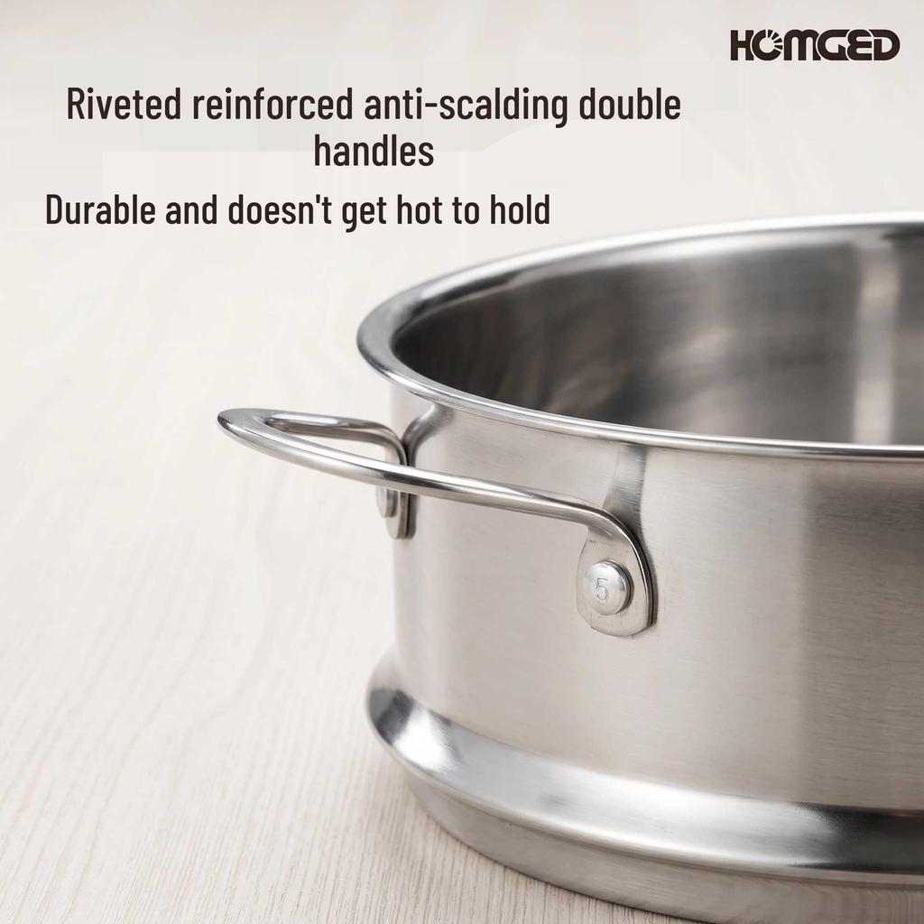 304 Stainless Steel Stackable Steamer Basket with Double-ear Handles
