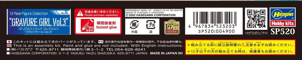 Hasegawa Real Figure Collection Gravure Girl Unpainted Resin Kit SP520 1/12 No.16 Vol.3