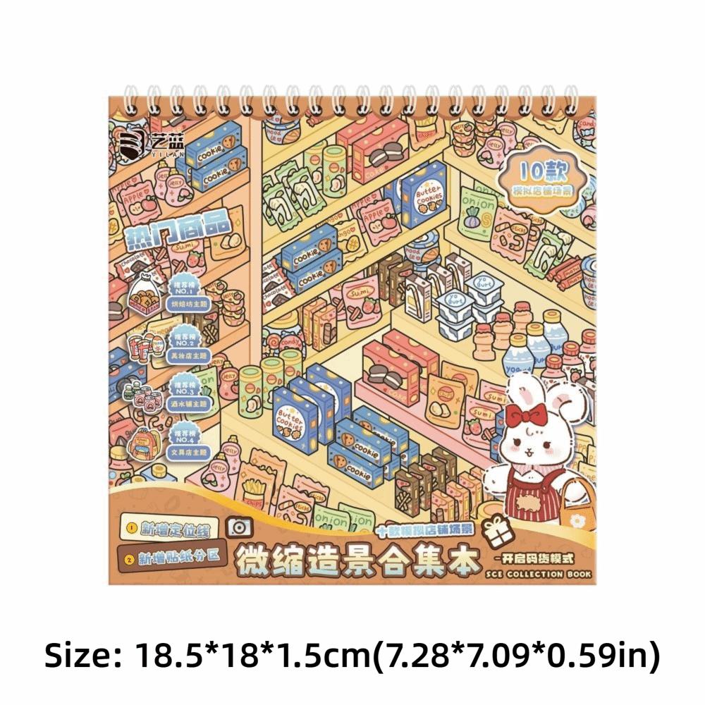 Cartoon Miniature Landscape Sticker Collection Decorative Visual Stacking DIY Cabin Scene Sticker 3D Landscape Sticker Book