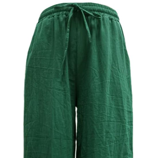 Women Pants Mid Waist Loose Fit Solid Color Wide Leg Lady Trousers for Daily Wear