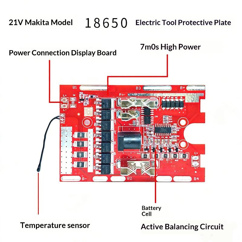 1Pcs Li-Battery Protection Board 21V 7Mos For Electric Tools With Balancing Circuit And Temperature Protection