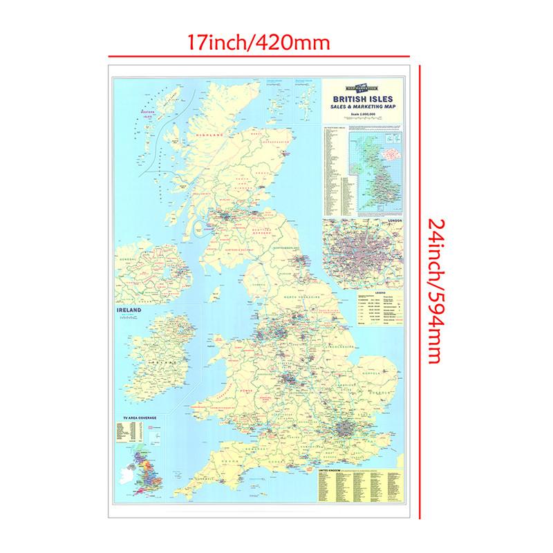 

!ГОРЯЧИЙ! Карта Великобритании-Продажи и Маркетинг Постер Арт Принты Декор Подарок Без Рамки Географические Инструменты, Инструменты для Туризма/Образования A2-42*59cm