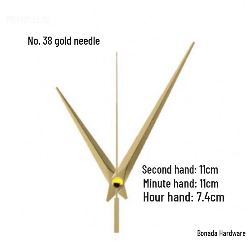 Gold Pointer DIY Quartz Clock Hands for Wall Clocks - Cross Stitch & Metal Design