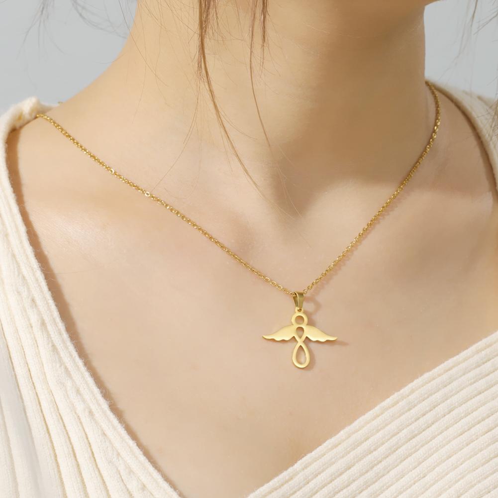 Cazador Angel Pendant Necklace for Women Christian Amulet Neck Chain Angel Baby Stainless Steel Jewelry Birthday Gifts New