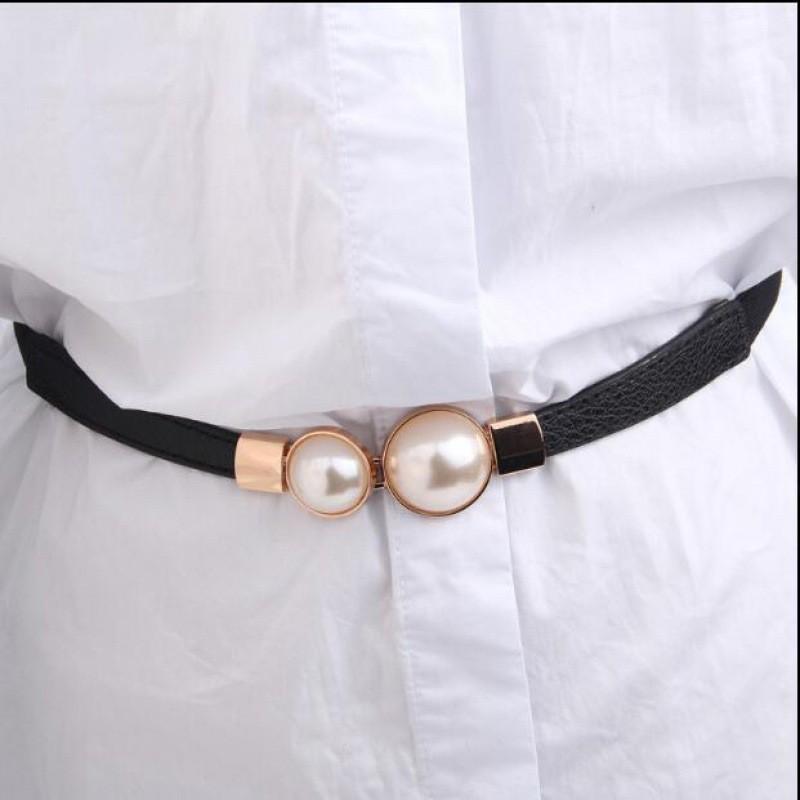 Womens Stylish Pu Elastic Waist Belt Versatile For Dresses And Skirts In Black Minimalist