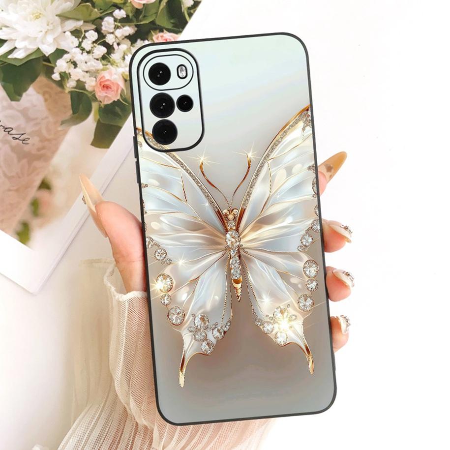 Für Motorola Moto G22 G32 G42 Hülle XT2231-1 XT2235-2 XT2235-2 Niedliche Katze Schmetterling Cartoon Weiche Hülle Für Moto G62 5G MotoG42 Capa