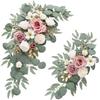 2Pcs Plastic Artificial Flowers 60x40cm DIY Wedding Sign Flower Swag Floral For Outdoor Garden Party Wedding Living Room Decor