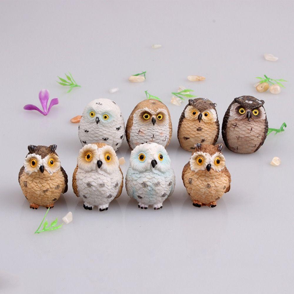 Plug-in Outdoor Courtyard Car Decoration Mini Owl Resin Crafts Miniatures Figurine Owl Ornaments