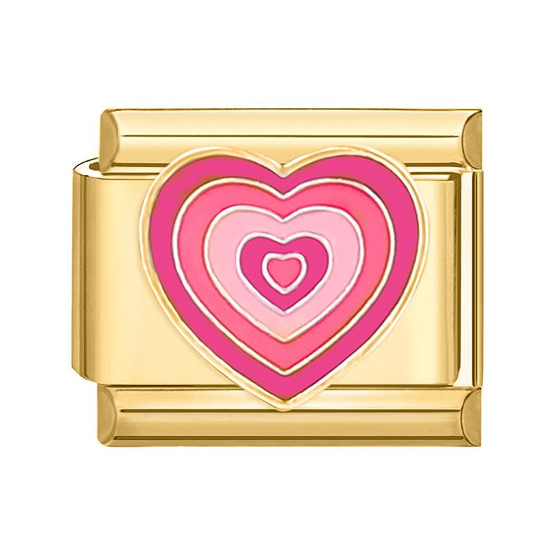 Sweet Cherry Strawberry Heart Flower Y2K Gold Color Italian Charm Links Fit 9MM Bracelet Stainless Steel Making DIY Jewelry