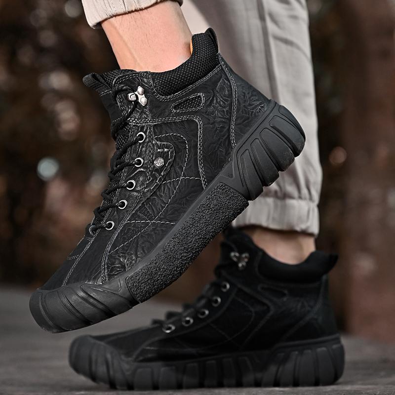 Herren High-Top Echtleder Outdoor Wanderschuhe Freizeitschuhe