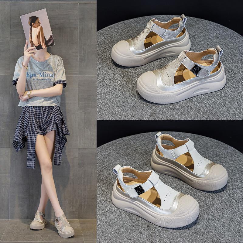 Baotou sandals women's height increase summer new breathable hollow casual platform sandals 2531