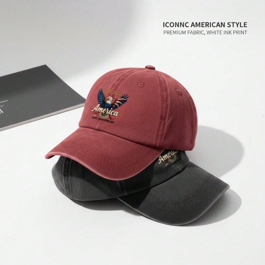 [Patriotic Baseball Cap] 250Th Anniversary AMERICA Eagle Print Polyester Adjustable Vintage Style Baseball Hat For July 4Th Independence Day Memorial