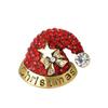 Fashion Cute Enamel Rhinestone Christmas Hat Brooches For Women Clothing Coat Jewelry Accessories Gifts