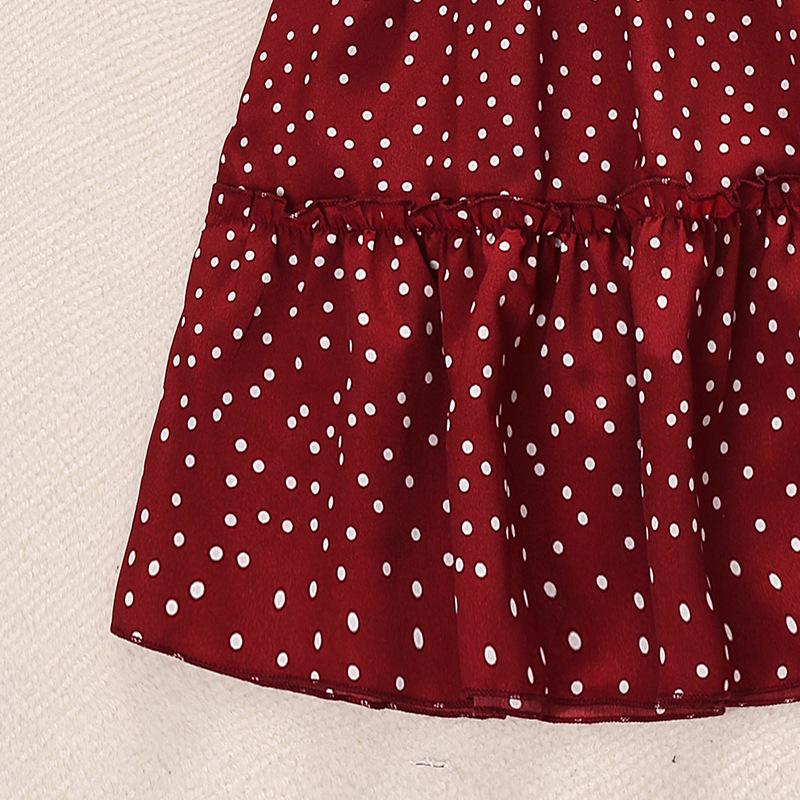Girls' Summer Retro Polka Dot Hepburn Style Short-Sleeve Princess Dress