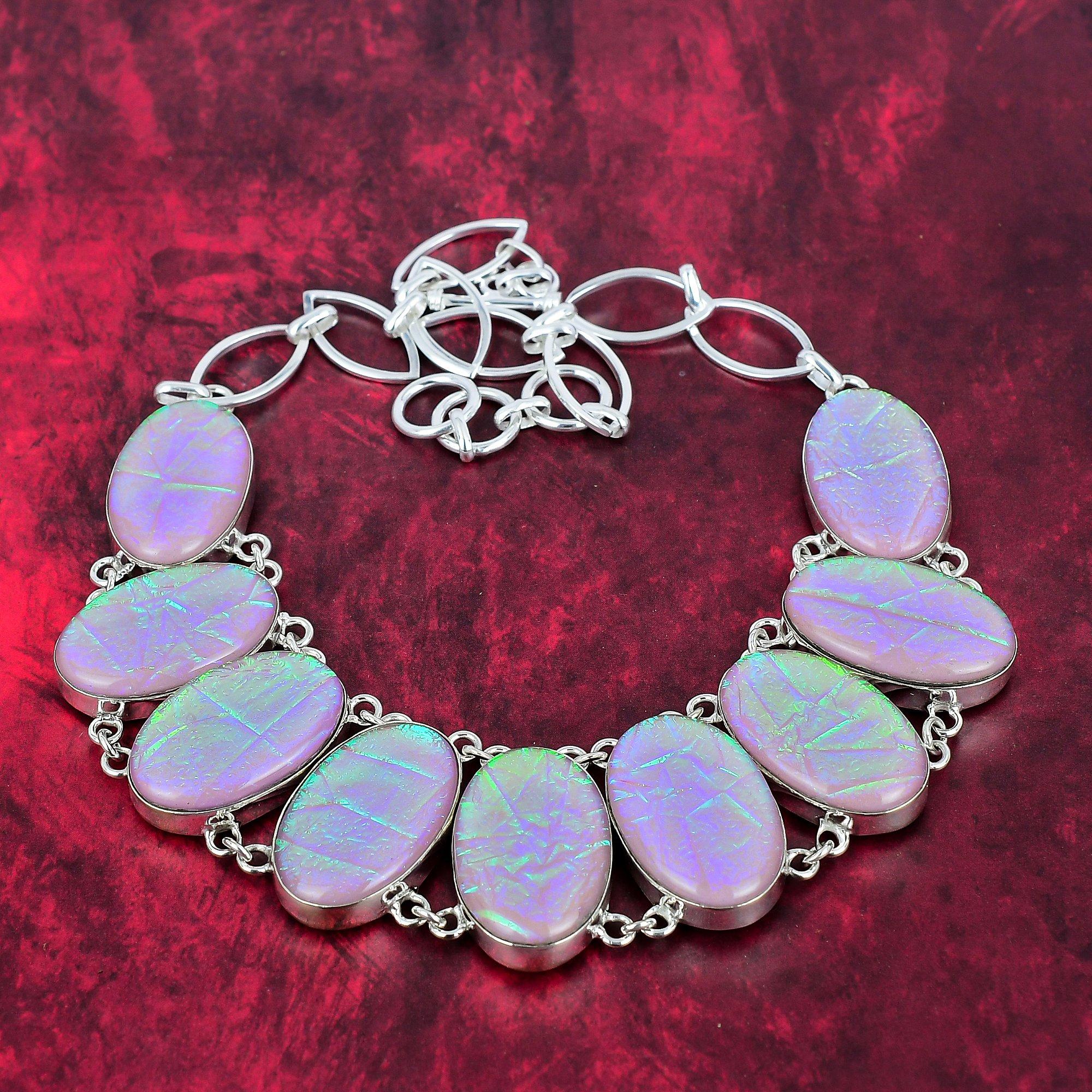 

Ожерелье из розового австралийского тройного опала, стерлинговое серебро 925 пробы, ювелирные изделия из ожерелья ручной работы, регулируемое ожерелье-цепочка, дизайнерские украшения Adjustable with 18 inches розовый