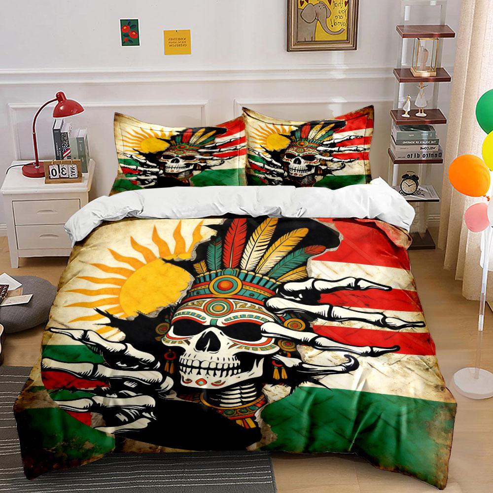 Skull Design Three-Piece Set Soft Comfortable Duvet Cover Bedding Set Included 1*Duvet Cover & 2*Pillowcases, Gift