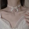 Sweet Heart Pendant Bowknot Neckband Choker Jewelry Temperament Elegant Neck Chain Women Clavicle Chain Necklace