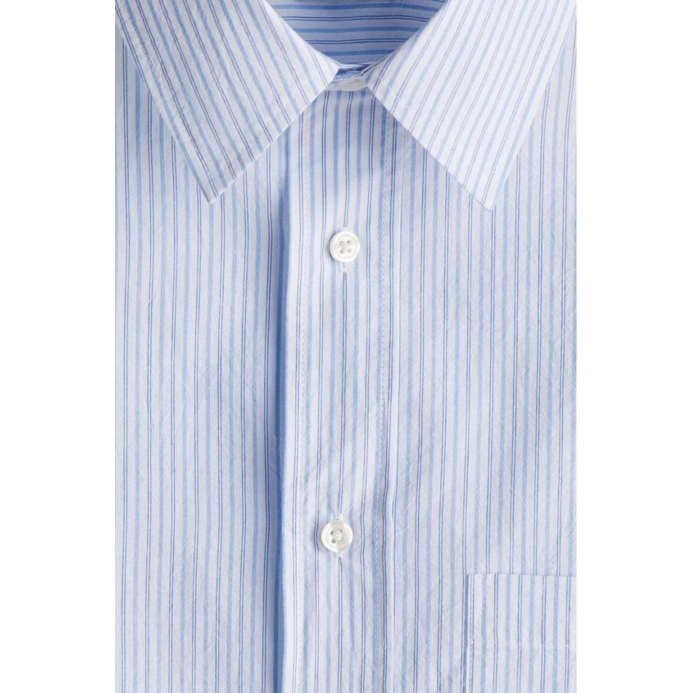 H M Poplin sHirt Regular Fit ligHt Blue Striped