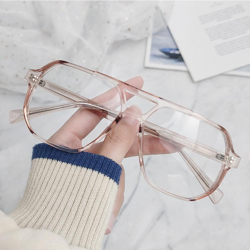 Sand Black TR90 Frame Glasses for Men with Big Faces Slimming Business Elegant Anti-blue Light Flat Glasses