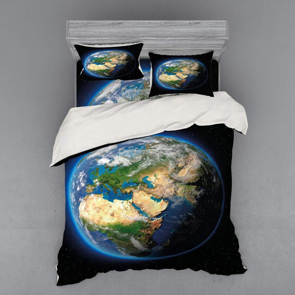 Earth Duvet Cover for Kids Boys Girls Teens Lightweight Down Quilt Covers Bedroom Decor 2 Pillowcases 1 Duvet Cover No Comforter