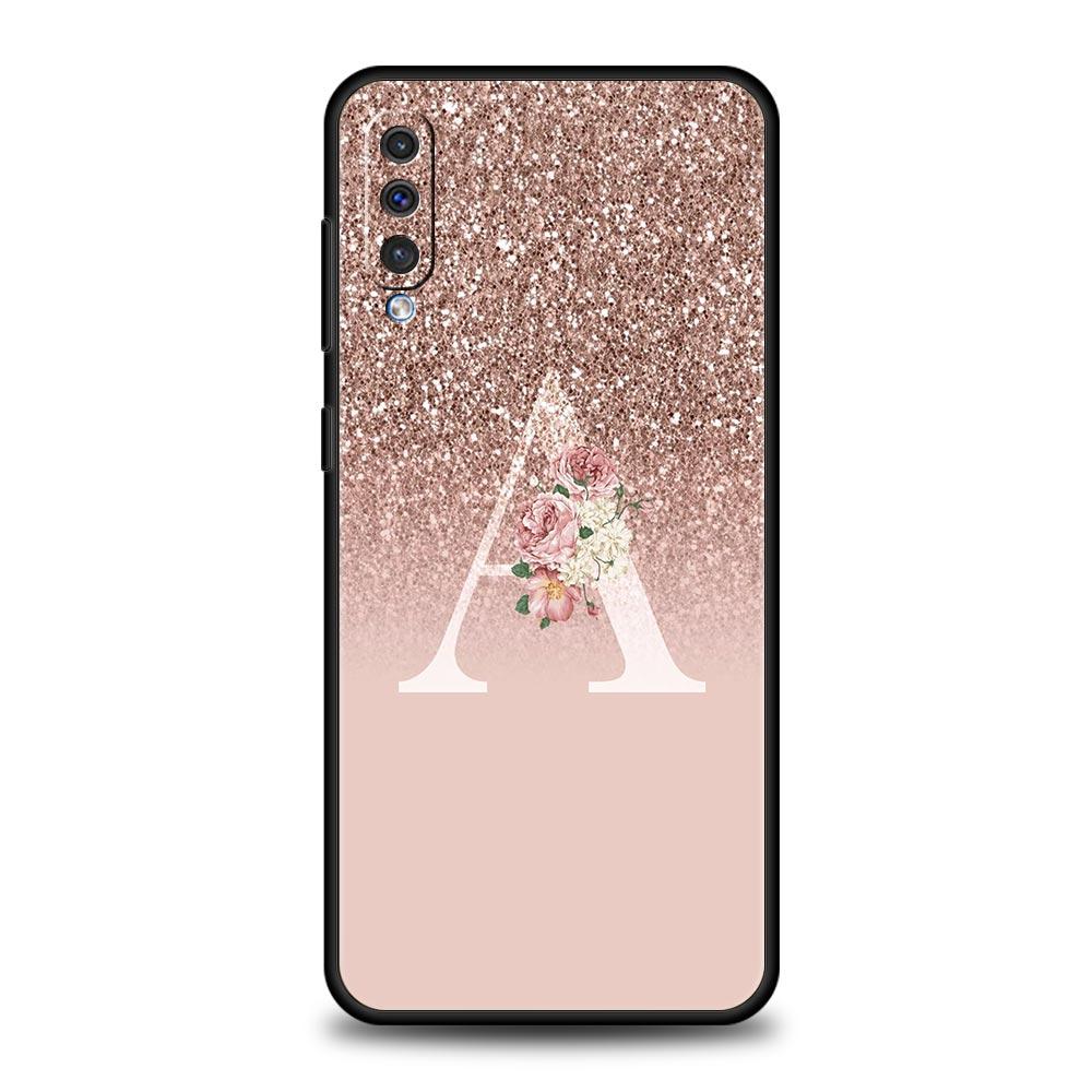 Letter Pink Shiny Phone Case For Samsung Galaxy A56 A36 A26 A34 A17 A16 A06 A14 A12 A54 A72 A24 A22 A20e A52 A50 A40 A32 Cover