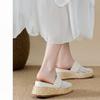 Hollowed-out Woven Toe Cap Half-slipper Women's 2025 Summer Breathable Insole Height-increasing Straw Woven Thick-soled Shoes