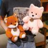 Kawaii Soft Medal Fox Plush Doll Pillow Cartoon Cute Sitting Pink Orange Fox Plush Toy Home Decoration Gift For Children