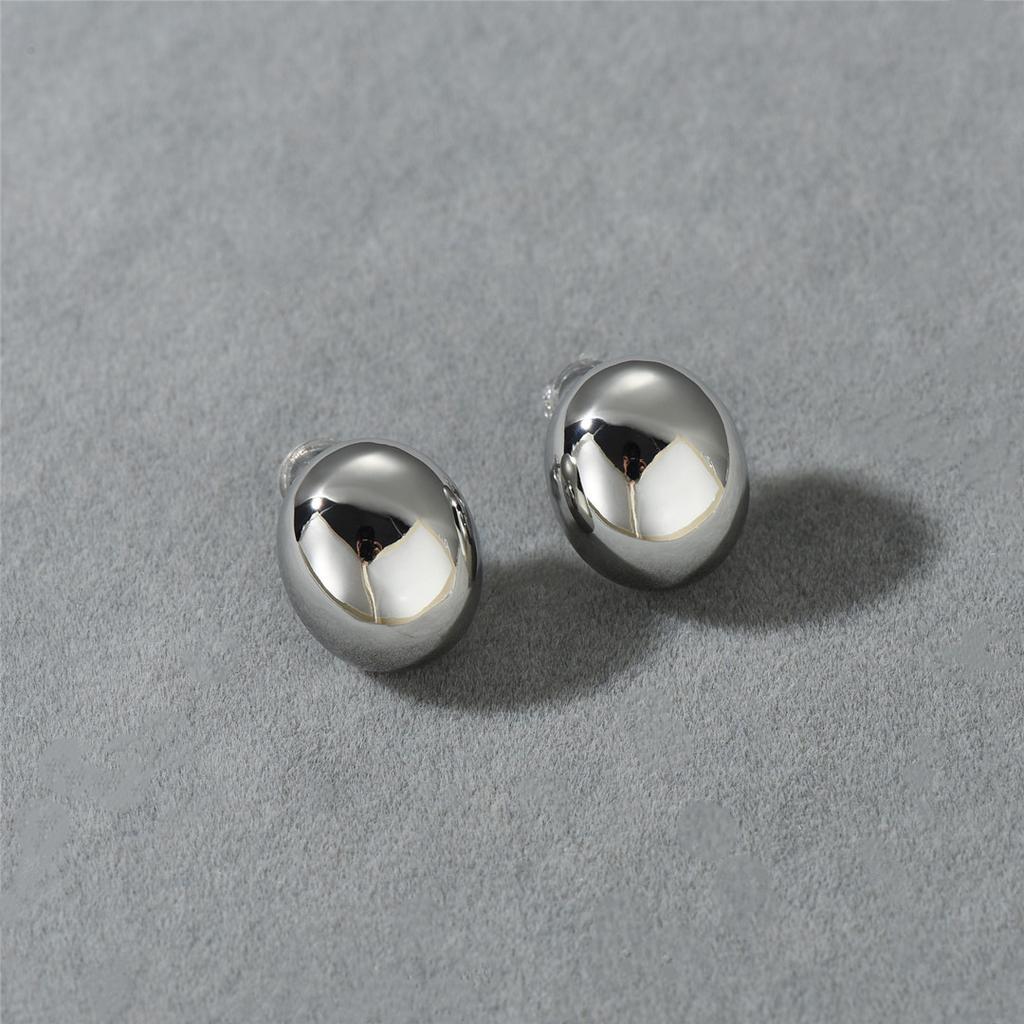 Wind Oval Hollow Jelly Bean S925 Silver Needle Earrings Earrings Fashion Commuter Versatile Earrings Women