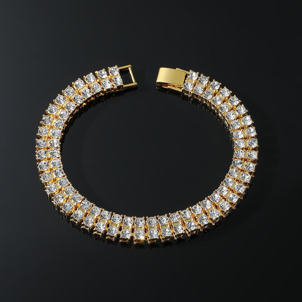 Europejski hip-hopowy pełny diamentowy dwurzędowy diamentowy męski naszyjnik osobowości Hip Hop Rap Hip Hop Disco Taniec Naszyjnik Popularna ozdoba