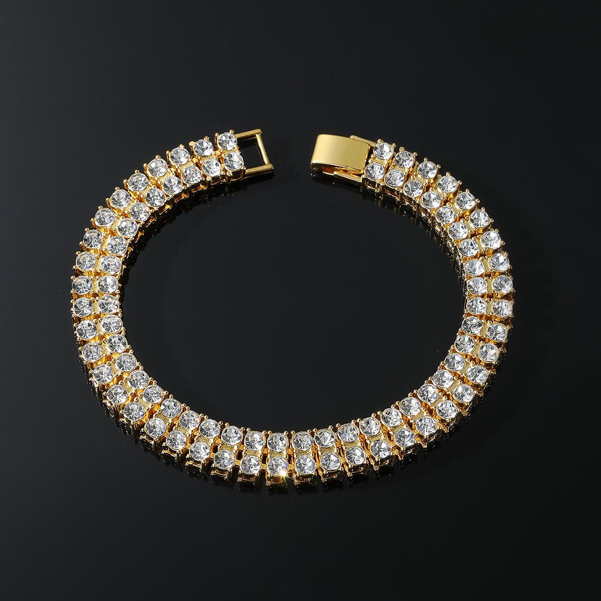 Европейский хип-хоп полный бриллиант с двойным рядом бриллиантов мужское индивидуальное ожерелье хип-хоп рэп хип-хоп дискотека танцевальное ожерелье популярный орнамент