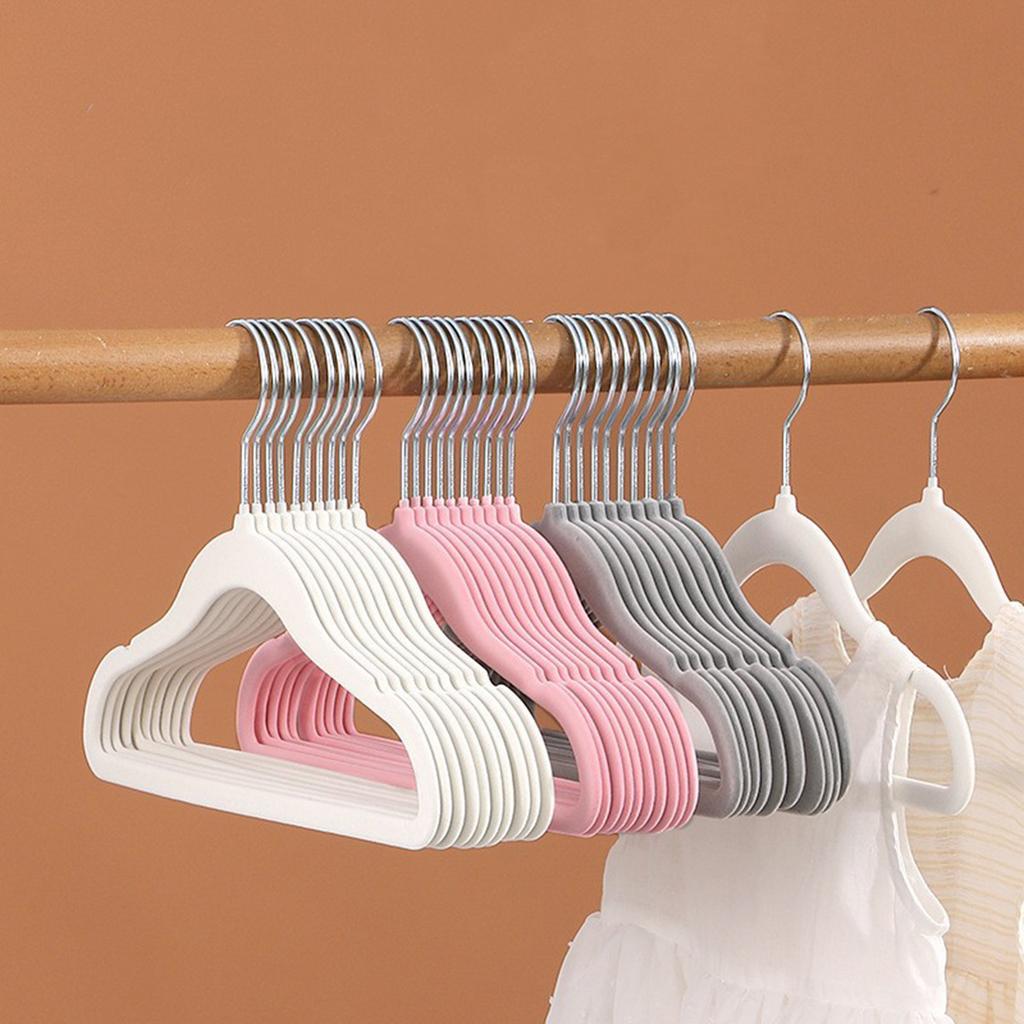 16Pcs Velvet Hangers Non-Slip Rotin Baby Clothes Hangers Portable Children Closet Organizer Drying Clothes Space Saving