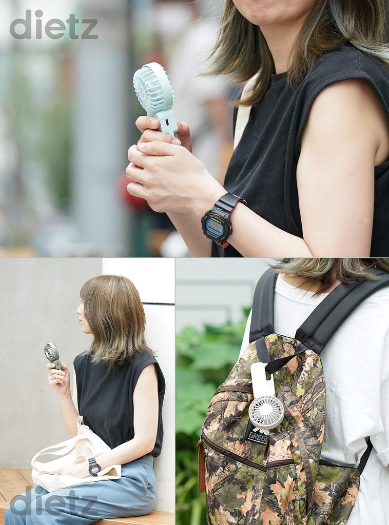 Dietz Quiet Mini Fan with Carabiner, Desktop Fan, Type C (Greige)