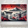 2D Traditional Japanese Temple with Mount Fuji Backdrop Cloth