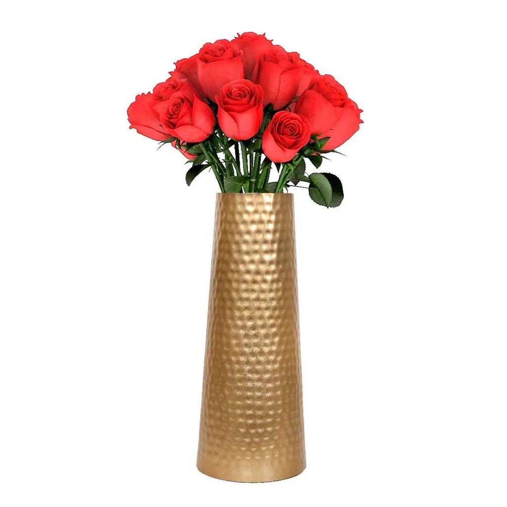 Hand Crafted Metal Flower Vase for Home Decoration (Golden,8 Inch)