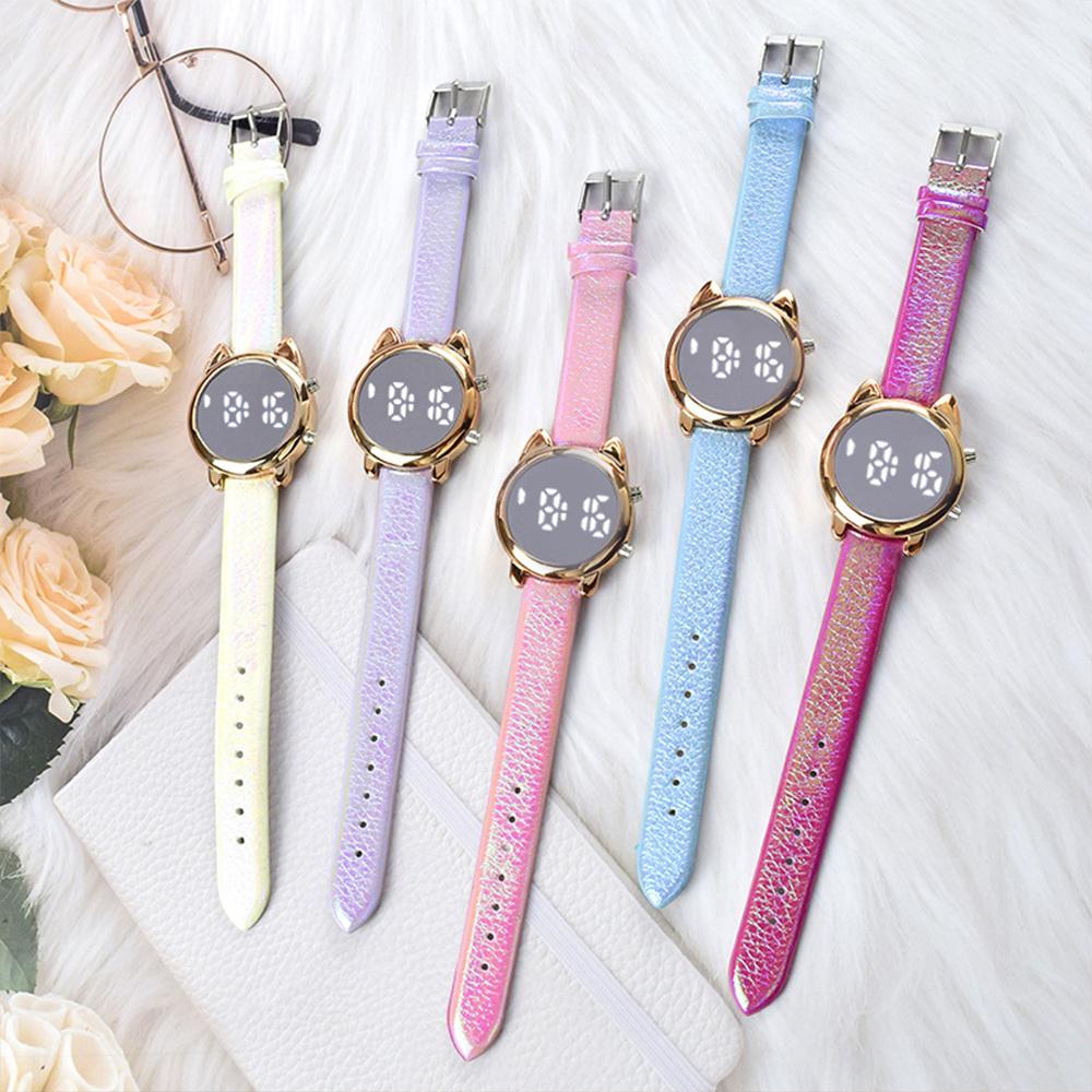 Montre électronique chat mignon Kawaii pour enfants, bracelet de dessin  animé pour filles