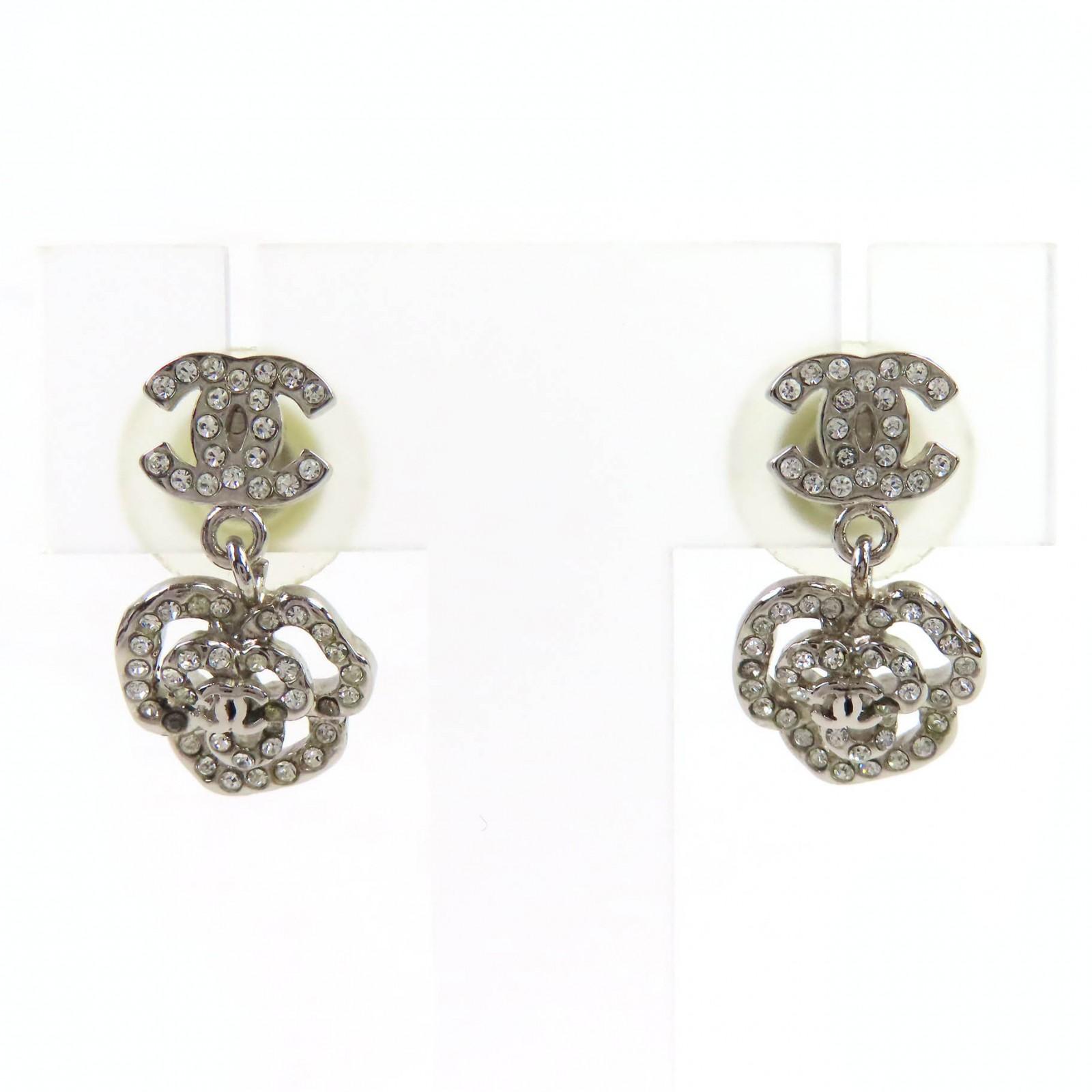 

CHANEL Pierce COCO Mark Camellia Swing Pierce (Binaural) Silver Women 07A Used