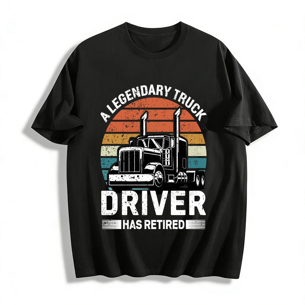 Vintage American Big Truck Print Casual T-Shirt For Trucker Fans Pure cotton T-shirt XXS