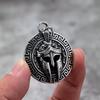 Antique Spartan Warrior Mask Pendant Necklace Stainless Steel Mens Jewelry Single Sided Design