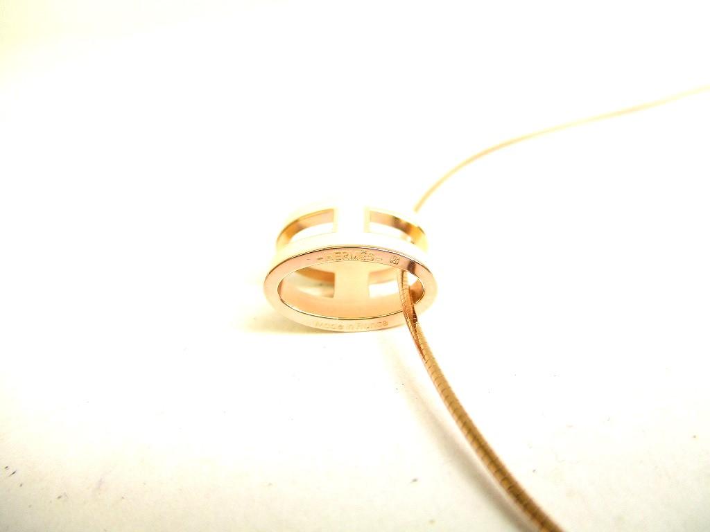 Authentic HERMES Orange Pop Ash H Pink Gold Plated Necklace Choker Pendant #a150  Refurbished