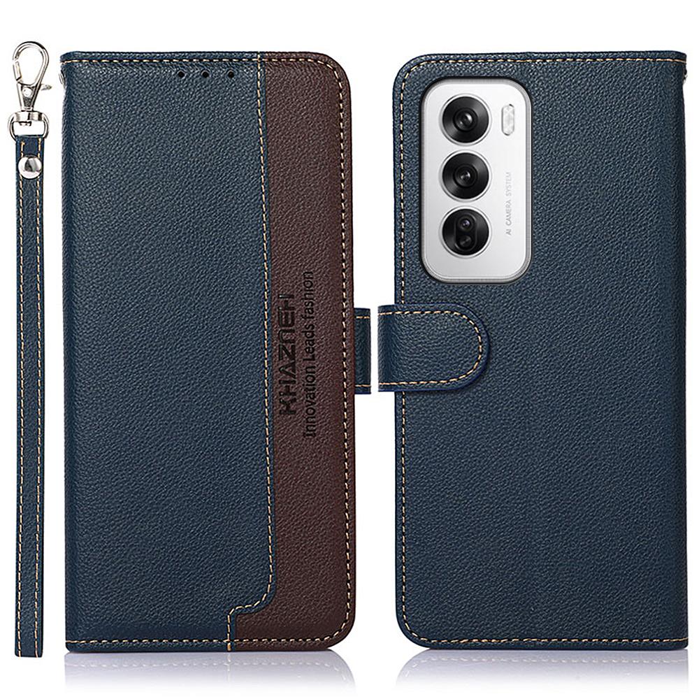 

For Oppo Reno12 5G (Global) Case RFID Blocking Leather Phone Cover with Wallet Blue