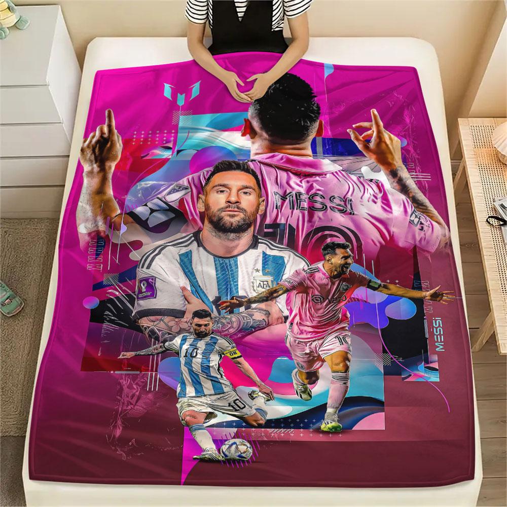 1PC Messi Patterned Flannel Blanket Suitable For All Seasons for Home Decor Warmth and Comfort Gifts Holiday Present