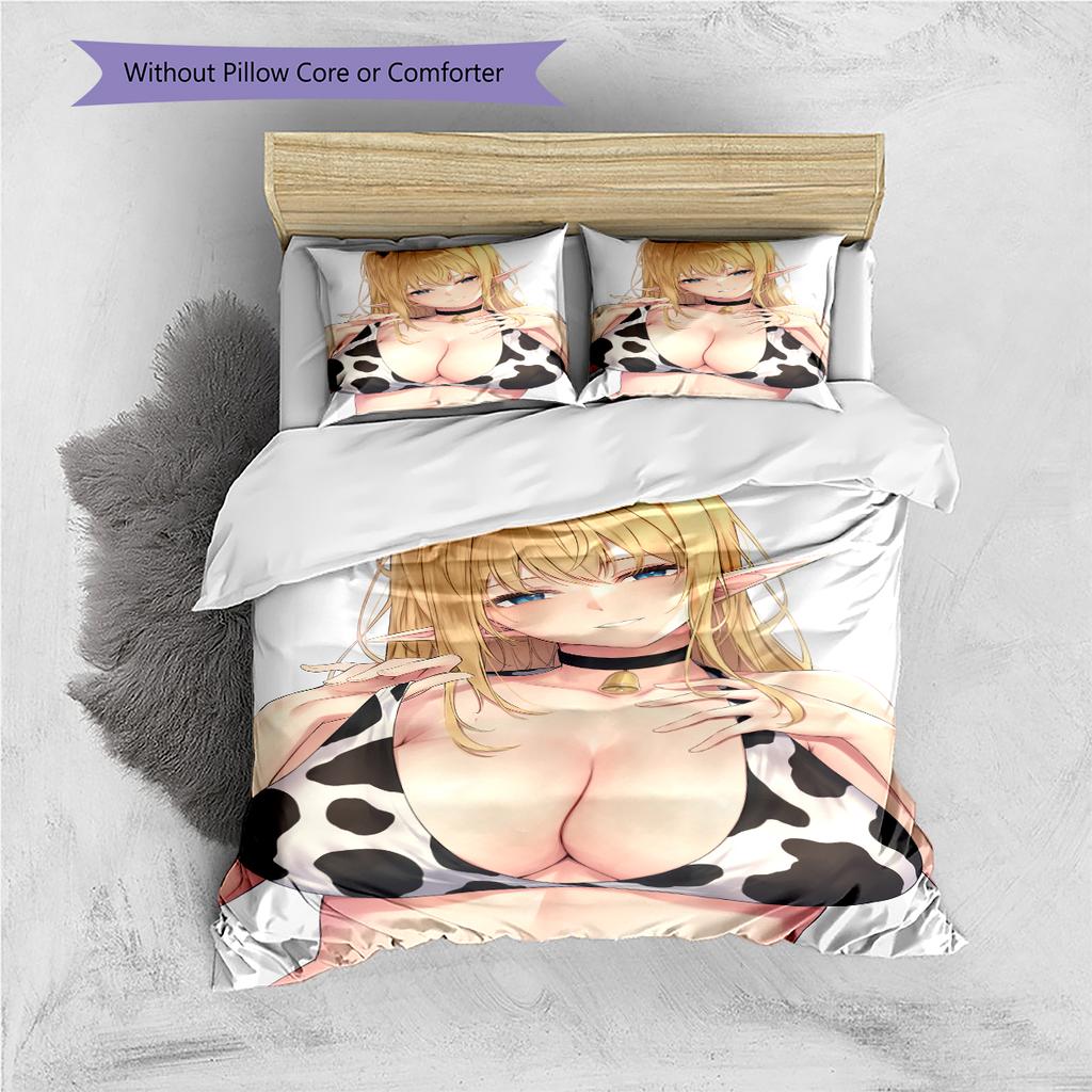 Anime-Muster Bettwäsche Steppbettdecke Set Bettbezug Kissenbezug Heimdekoration Geburtstagsgeschenk (1 Bettbezug + 2 Kissenbezüge, ohne Füllung)